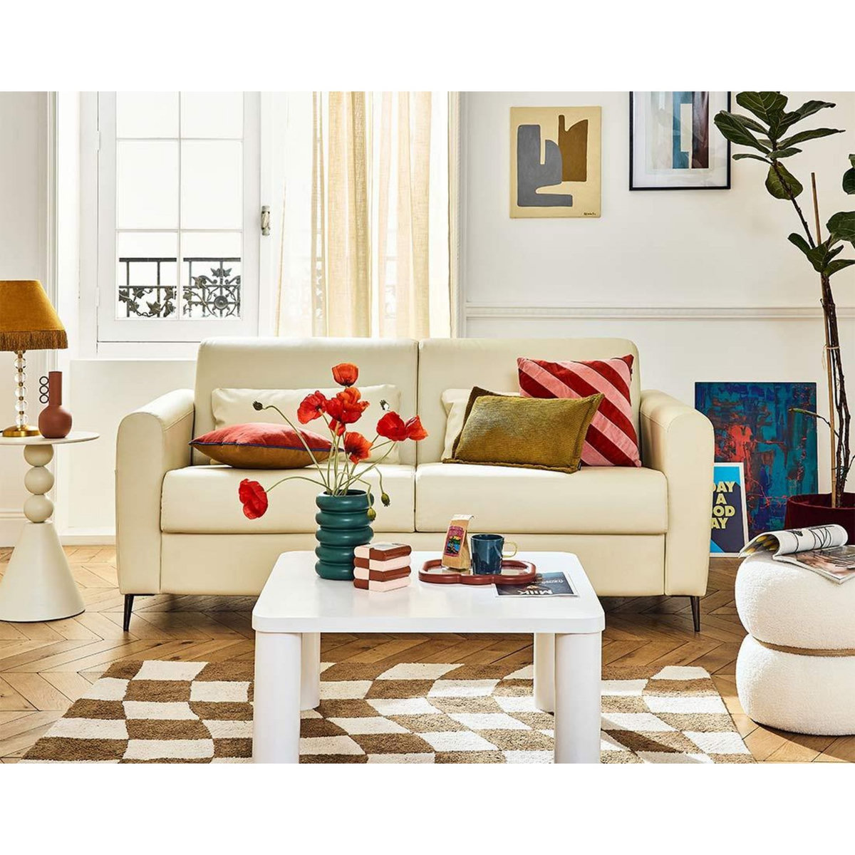 LISA DESIGN Owen - canapé 3 places convertible express couchage quotidien 140 cm matelas 12 cm en simili