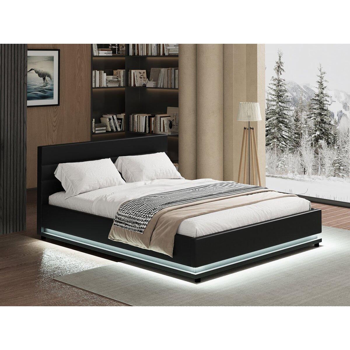Habitat et Jardin Lit LED avec coffre  Anastasia  - 140 x 190 cm - Noir