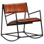 Voir la diapositive 2 : VIDAXL Chaise a bascule Marron Cuir veritable