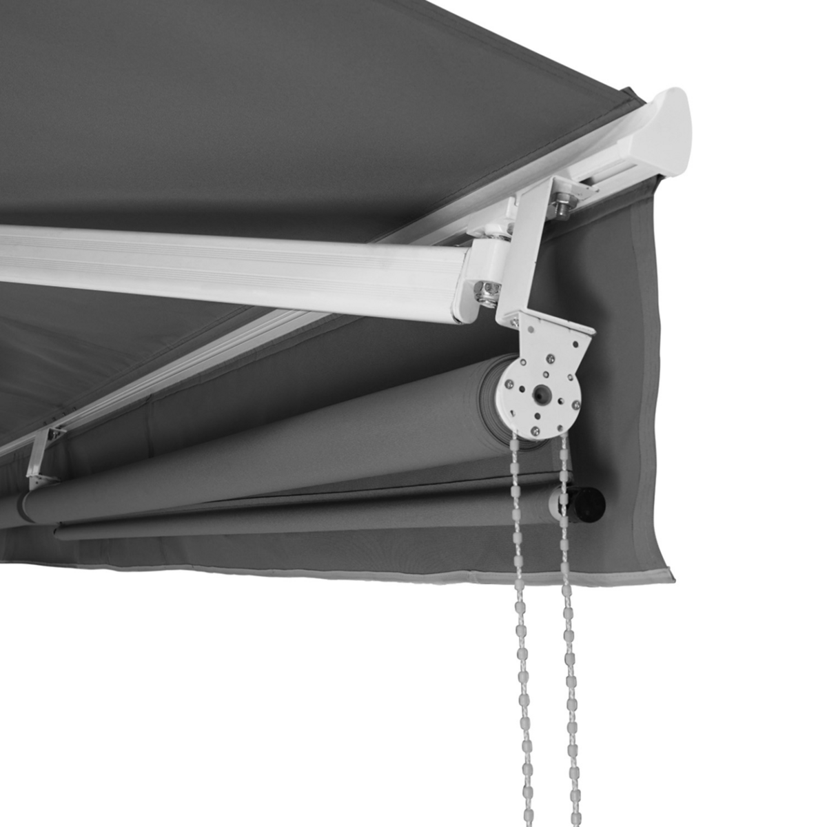 ID MARKET Store banne manuel 3x2 M gris anthracite lambrequin H.1,50 M