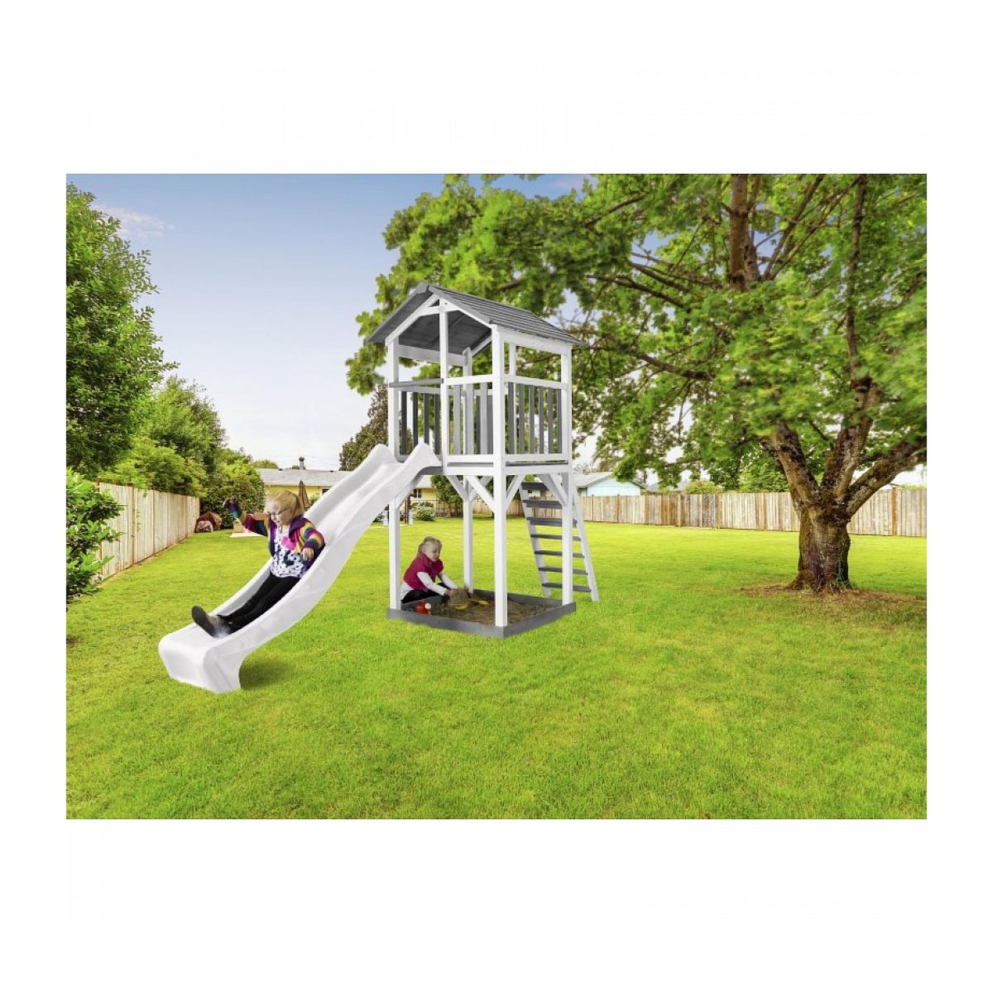 Voir la diapositive 3 : Axi House AXI Structure de jeu Beach Tower Blanc Gris avec toboggan Blanc
