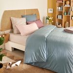 ACTUEL Housse de couette unie en percale de coton 70 fils - collection permanente. Coloris disponibles : Bleu, Blanc, Gris, Rose