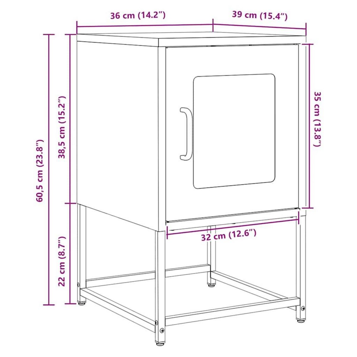 VIDAXL Table de chevet jaune moutarde 36x39x60,5 cm
