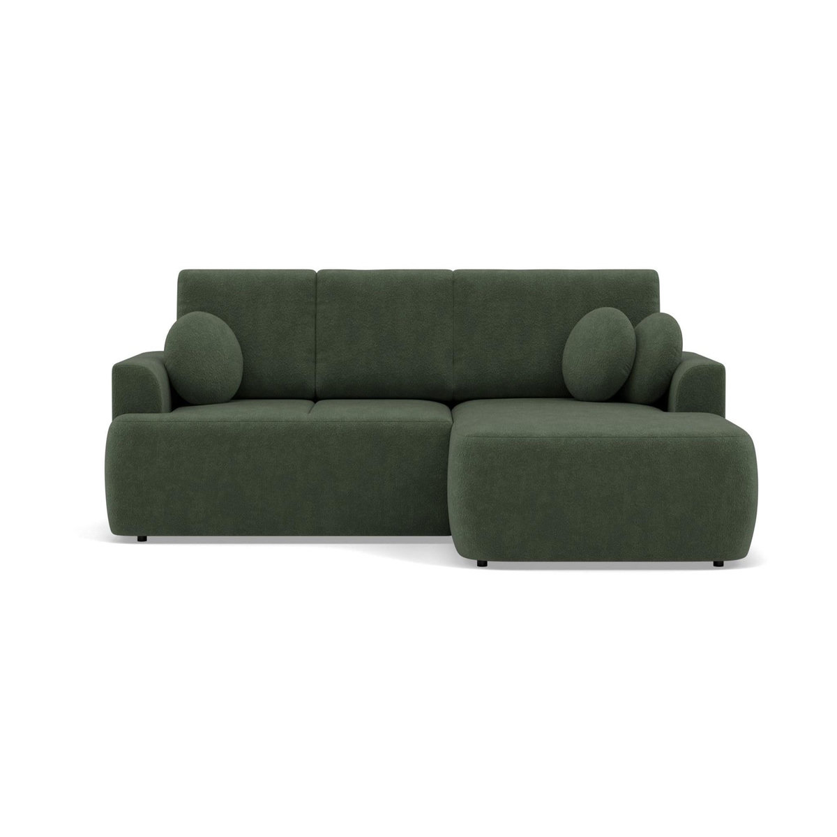 BEST MOBILIER Candela - canapé d'angle droit 4 places - convertible avec coffre - en tissu bouclette