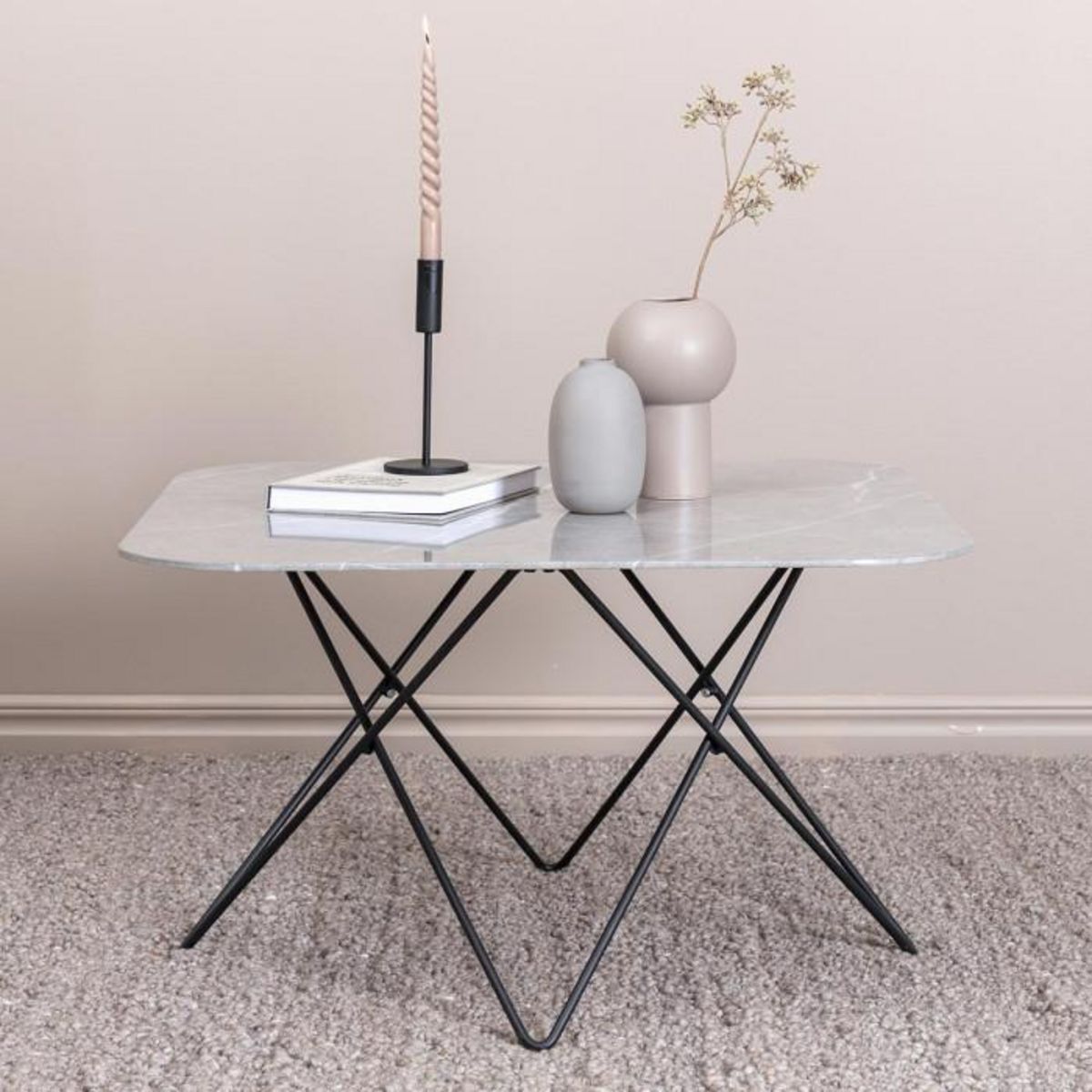 Paris Prix Table Basse en Verre Marbré  Tristar  80cm Gris