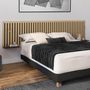 Voir la diapositive 2 : ID MARKET Tête de lit suspendue en lattes verticales ARIA 240 cm et étagères bois et noir
