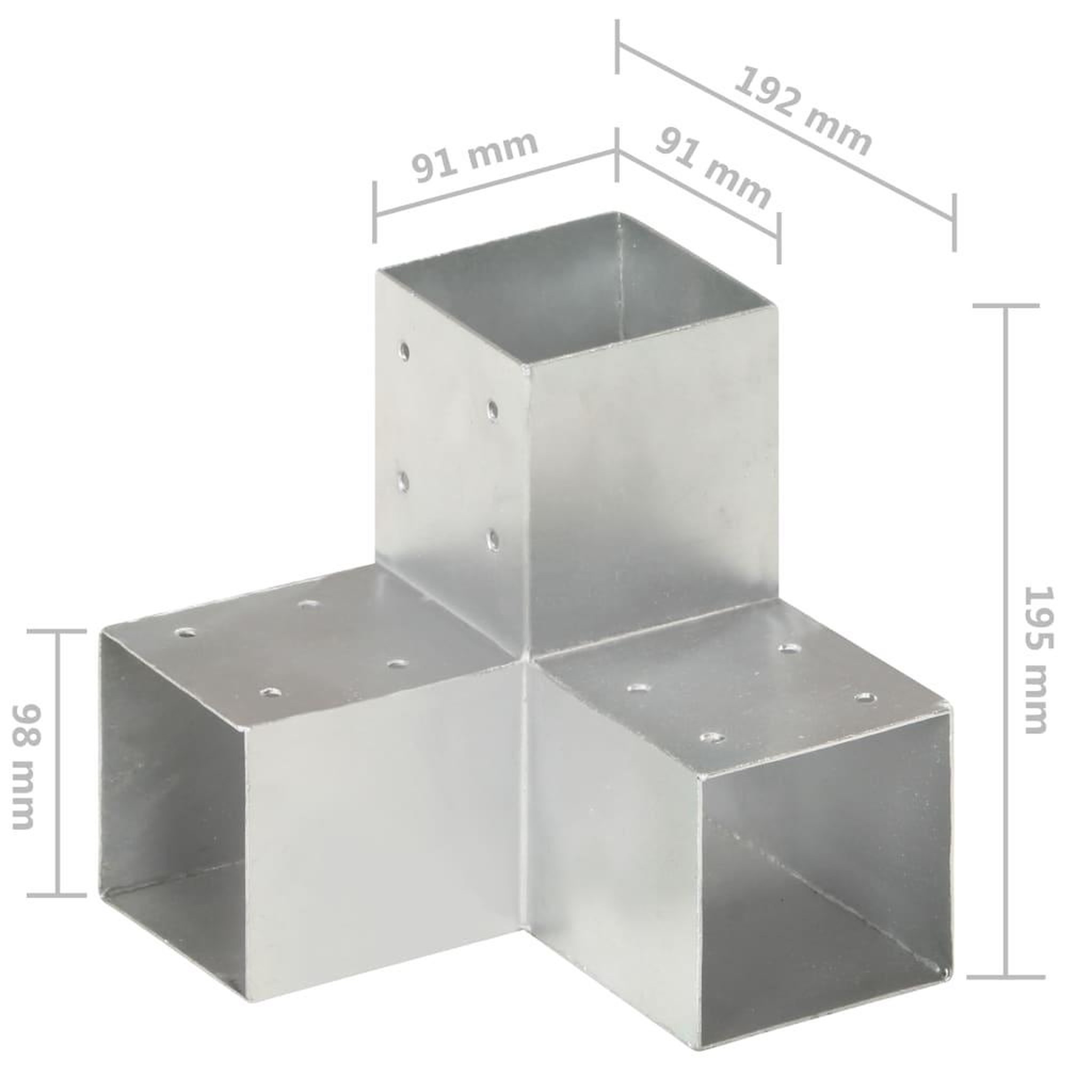 Voir la diapositive 6 : VIDAXL Connecteurs de poteau 4 pcs Forme en Y Metal galvanise 91x91 mm