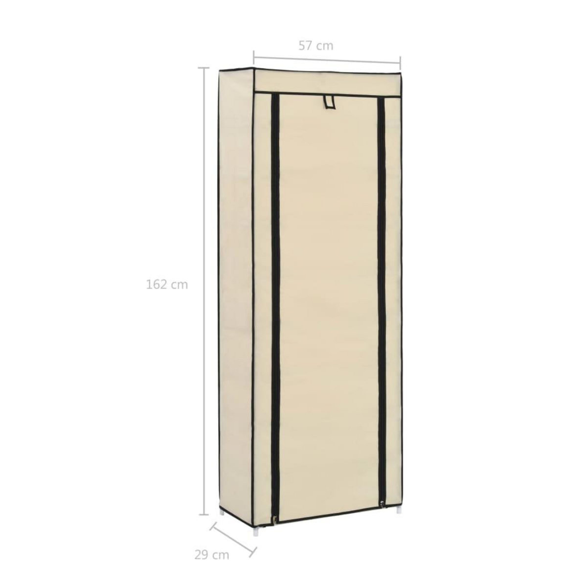 VIDAXL Armoire a chaussures avec housse Creme 57x29x162 cm Tissu