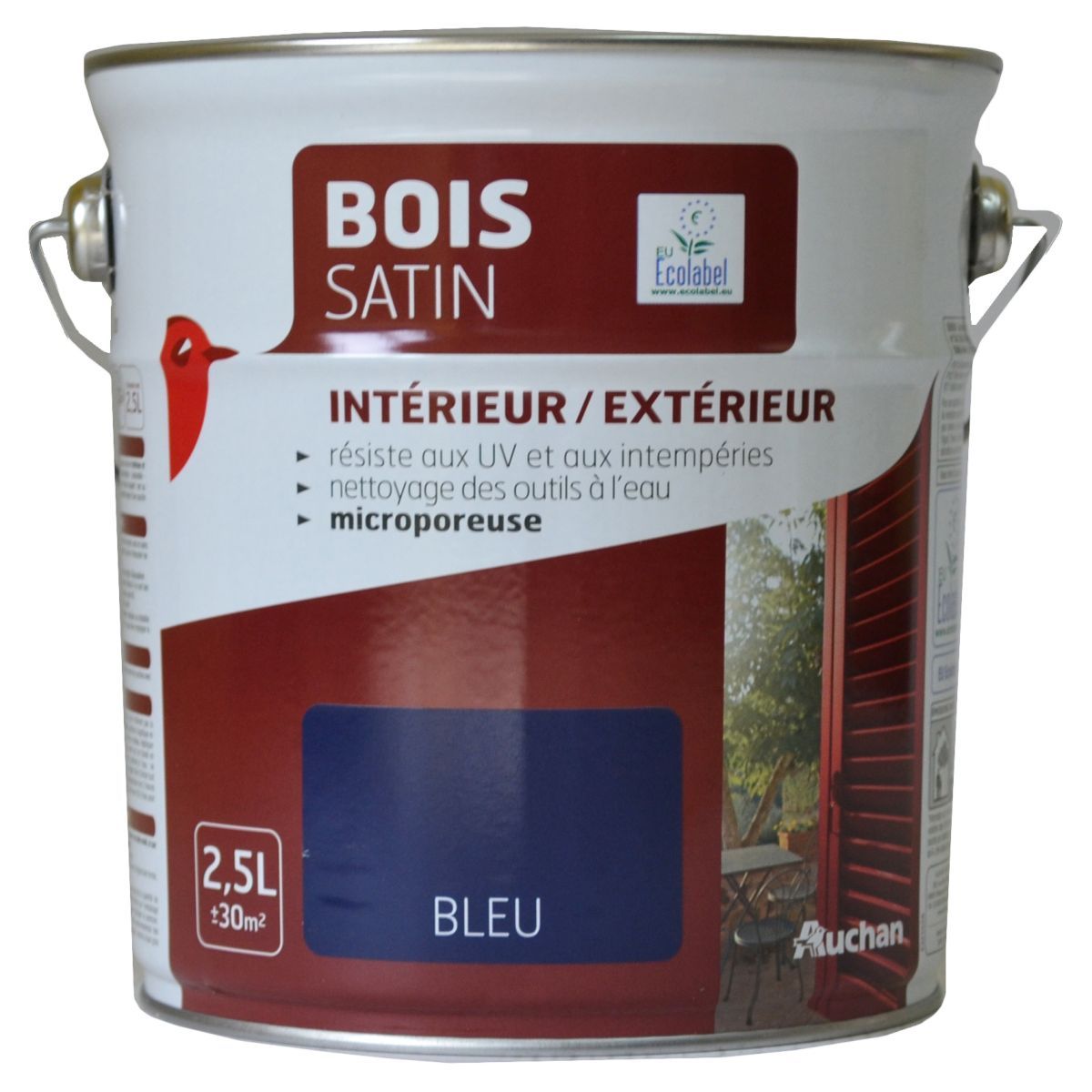 AUCHAN Peinture bois satin acrylique Bleu
