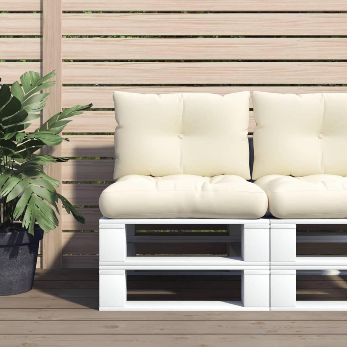 VIDAXL Coussins de palette lot de 2 creme tissu