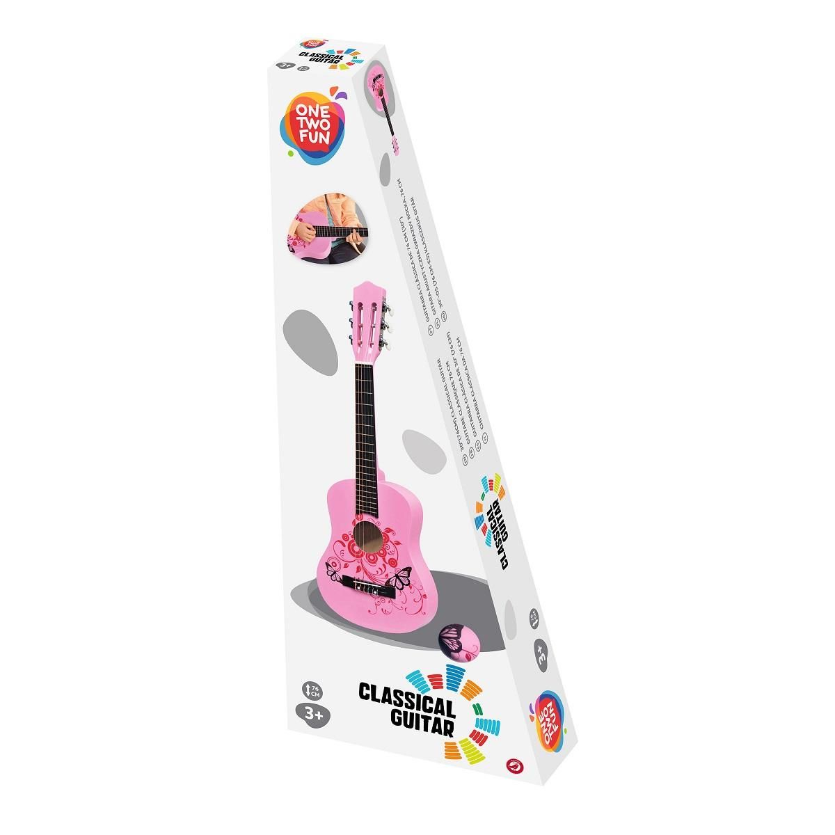 One Two Fun Guitare en bois rose 76 cm