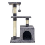 MARKET24 POPPY Arbre a chat gris 50 x 30 x 80 cm - 2 plateformes, 1 niche, poteaux a griffer