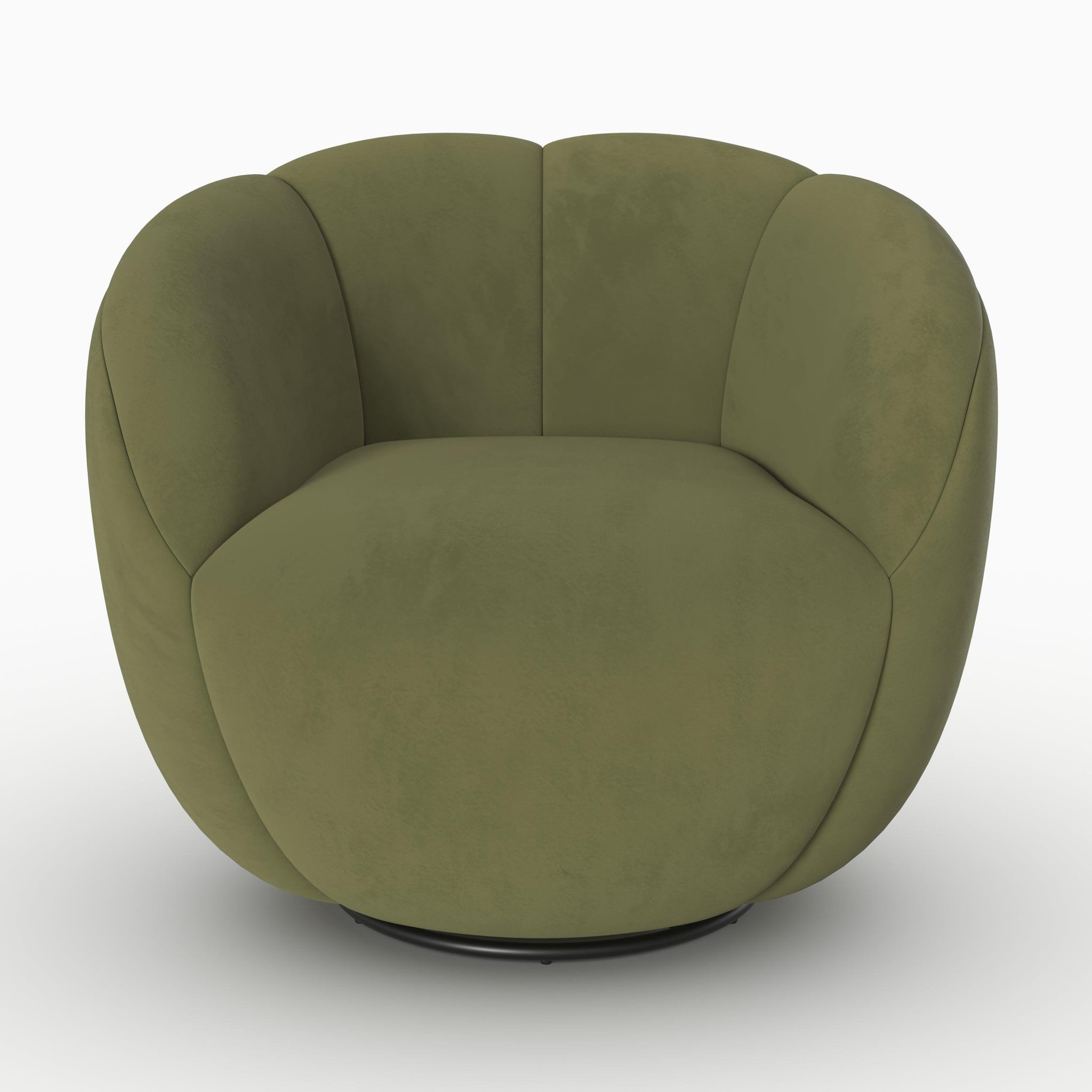 Voir la diapositive 5 : MAISON PAVANE Fauteuil pivotant en velours vert olive foncé-ysé
