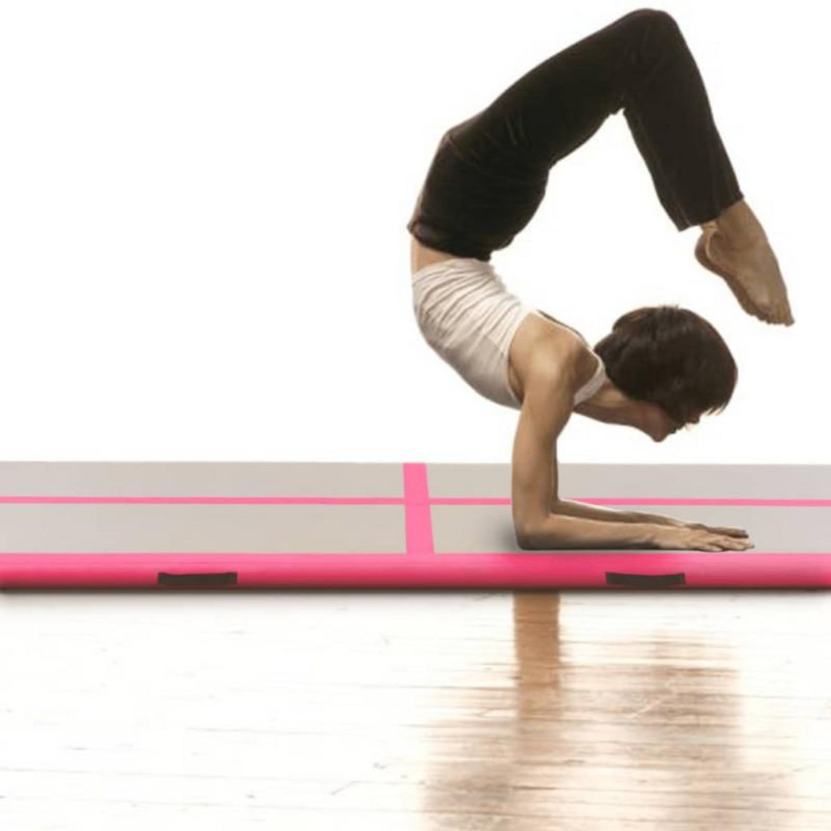 VIDAXL Tapis gonflable de gymnastique avec pompe 400x100x10cm PVC Rose