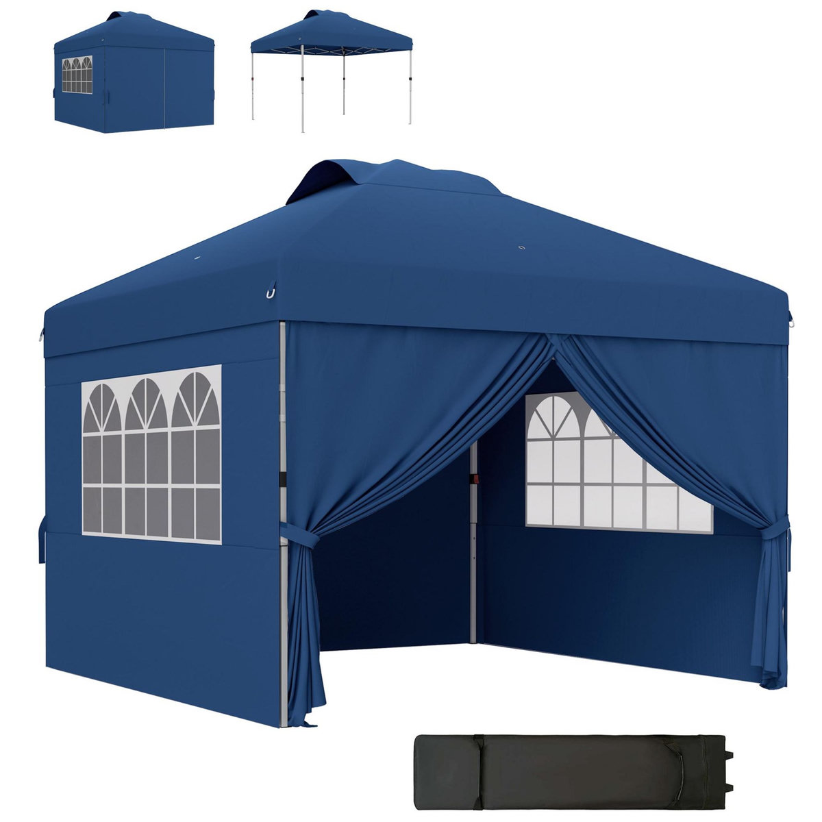 OUTSUNNY Tonnelle barnum pop-up pliant 2,97L x 2,97l x 2,84H m sac transport inclus bleu