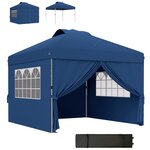 OUTSUNNY Tonnelle barnum pop-up pliant 2,97L x 2,97l x 2,84H m sac transport inclus bleu