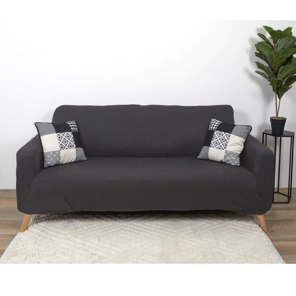 The Home Deco Factory Housse de canapé 3 places extensible gris