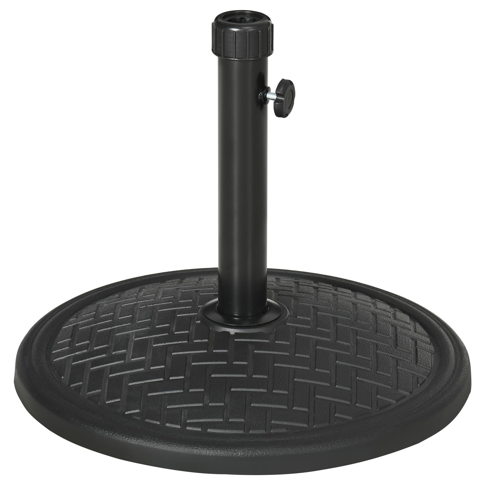Voir la diapositive 1 : OUTSUNNY Pied de parasol rond base de lestage Ø 46 x 34 cm métal motif zig zag poids net 14 Kg noir