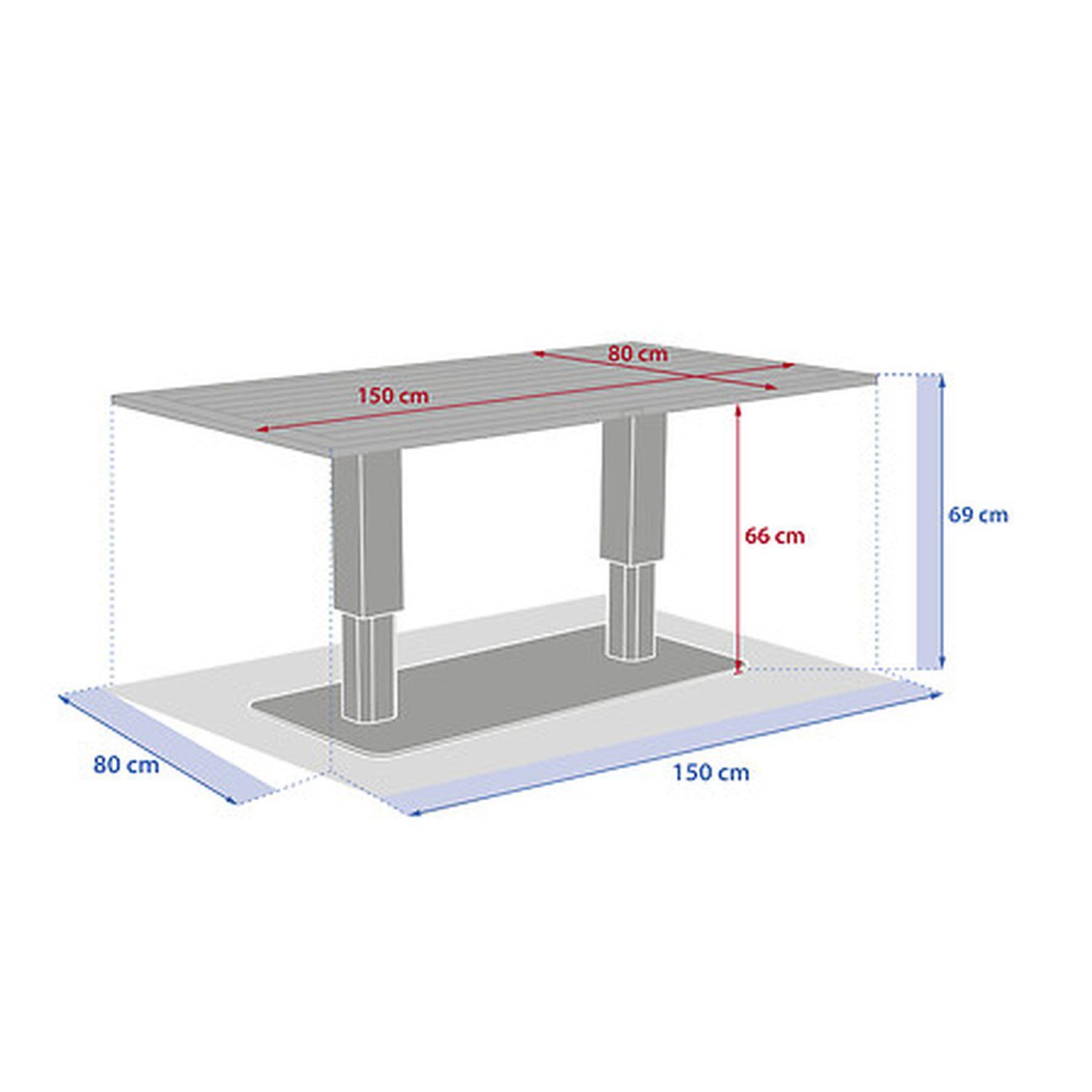Voir la diapositive 3 : HESPERIDE Table de jardin relevable rectangulaire en aluminium salimia - argile et lin