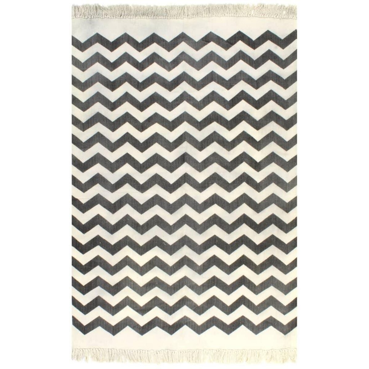 VIDAXL Tapis Kilim Coton 160 x 230 cm avec motif noir/blanc
