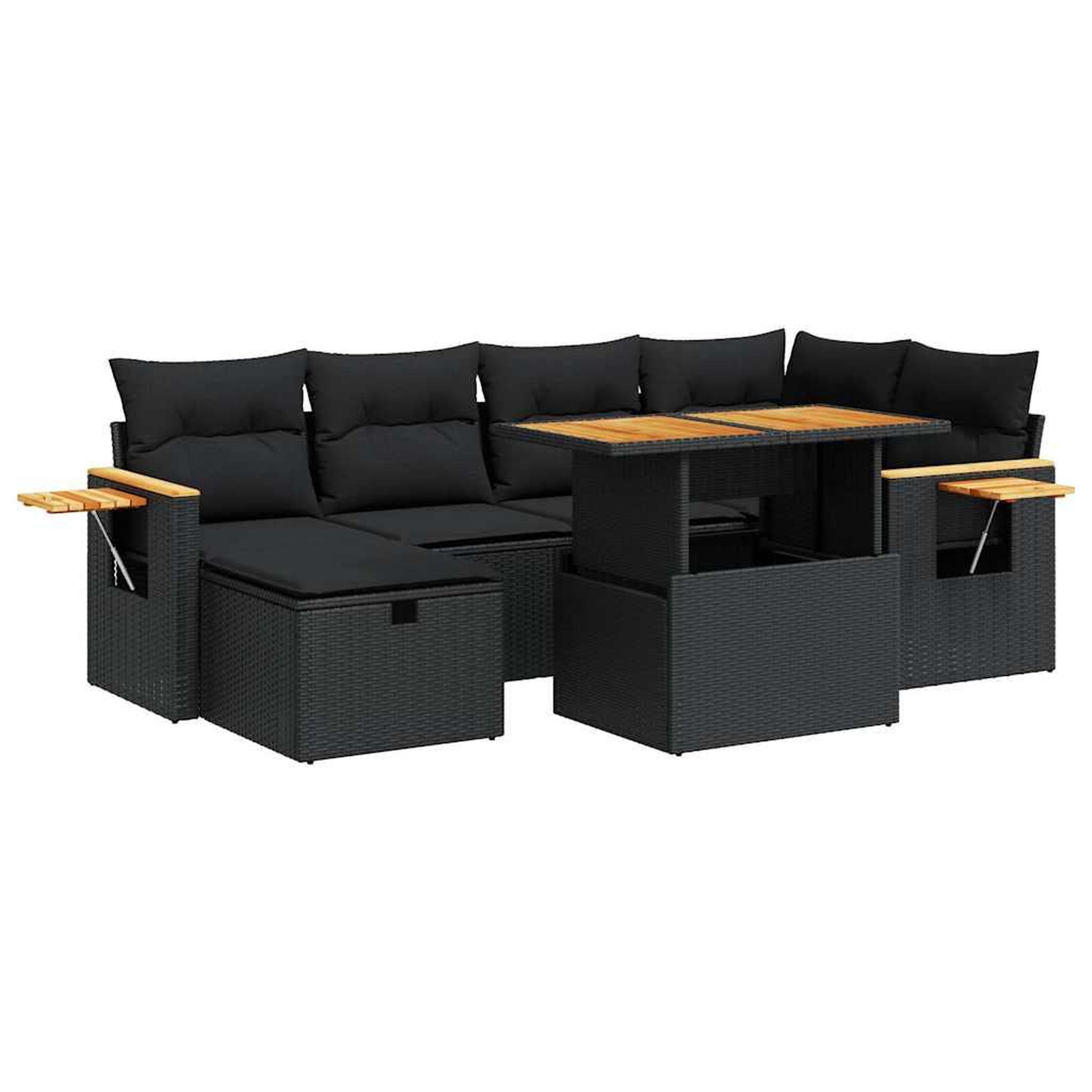 Voir la diapositive 2 : VIDAXL Salon de jardin 8 pcs avec coussins noir resine tressee