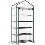 OUTSUNNY Serre de jardin balcon 5 niveaux porte acier PE transparent