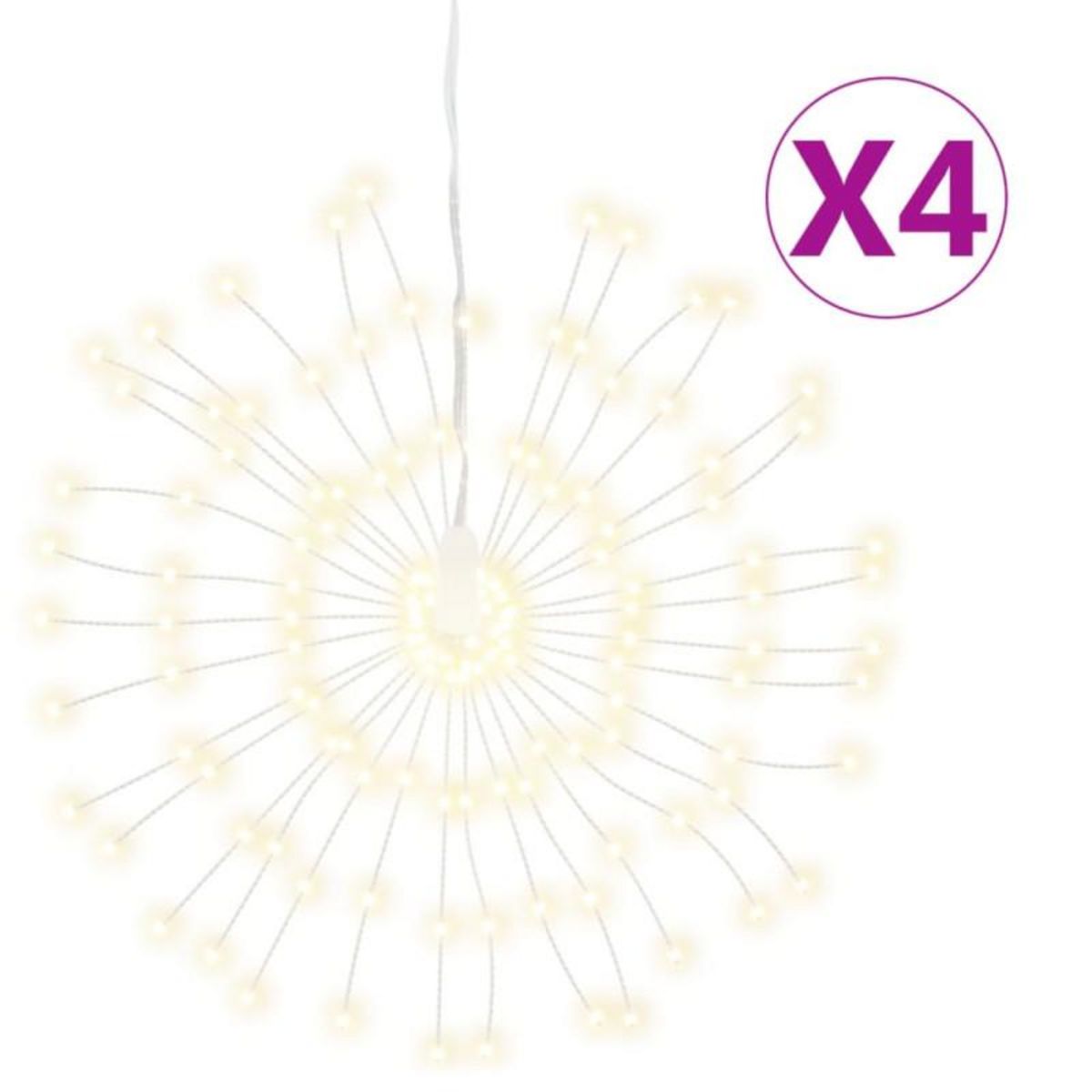 VIDAXL Étoile rayonnante de Noël 140 LED 4 pcs blanc chaud 17 cm