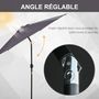 Voir la diapositive 4 : OUTSUNNY Parasol inclinable de jardin balcon terrasse manivelle toile polyester imperméabilisée haute densité 180 g/m² Ø2,7 x 2,35H m alu gris