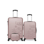 LES P'TITES BOMBES LPB Lot de 3 - Valises grand format, weekend et vanity ELEONOR. Coloris disponibles : Rose