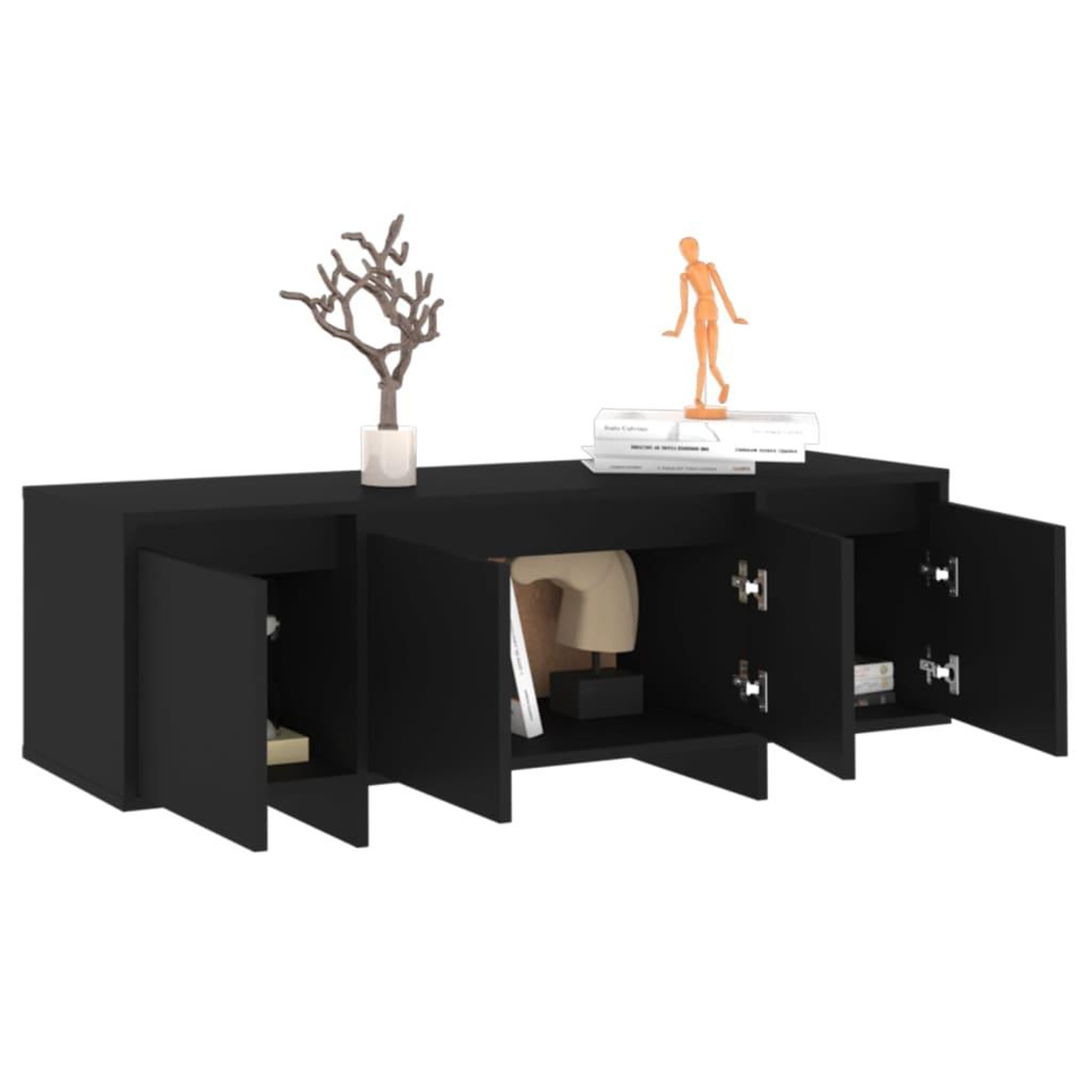 Voir la diapositive 5 : VIDAXL Meuble TV Noir 120x30x40,5 cm Bois d'ingenierie