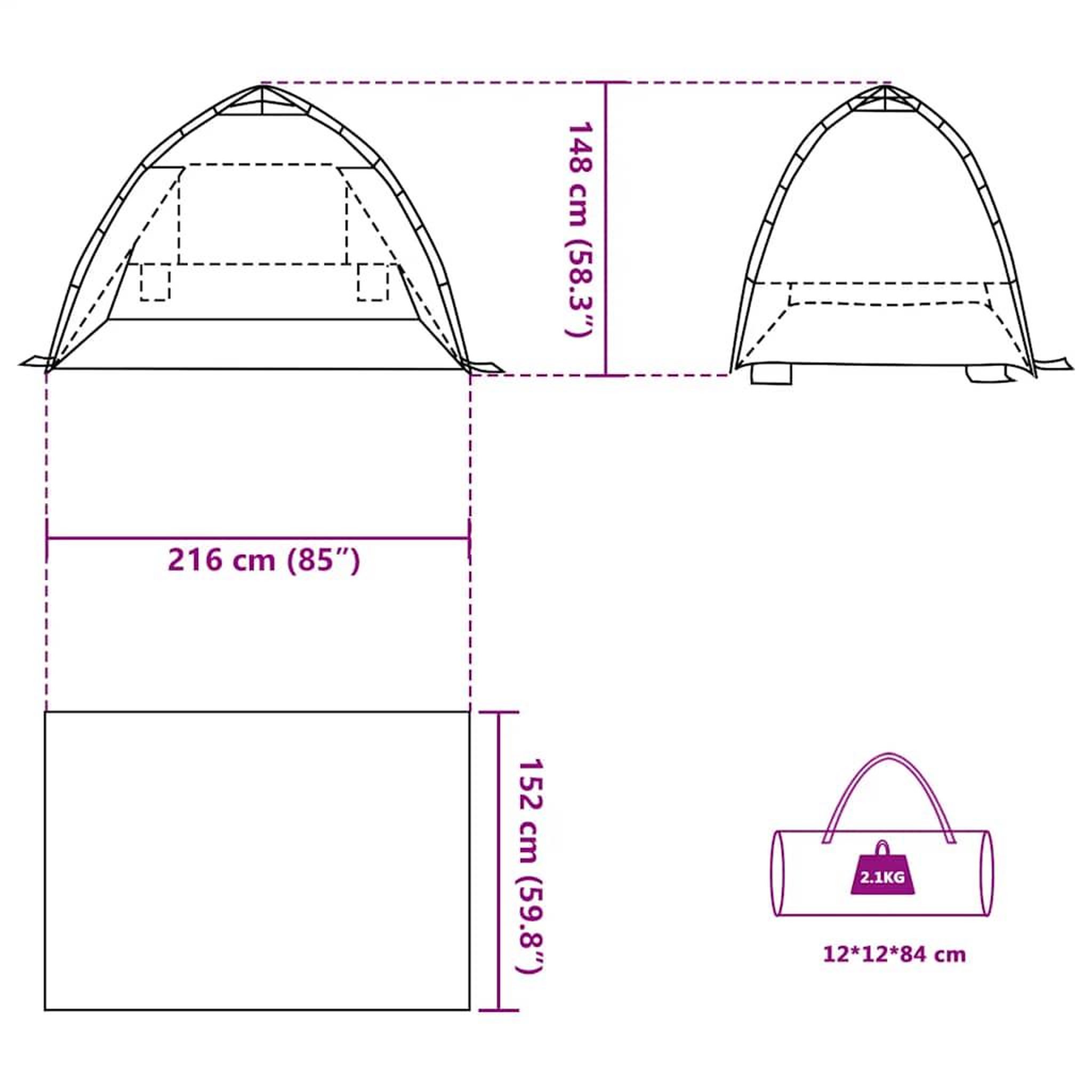Voir la diapositive 6 : VIDAXL Tente de plage 2 personnes liberation rapide impermeable