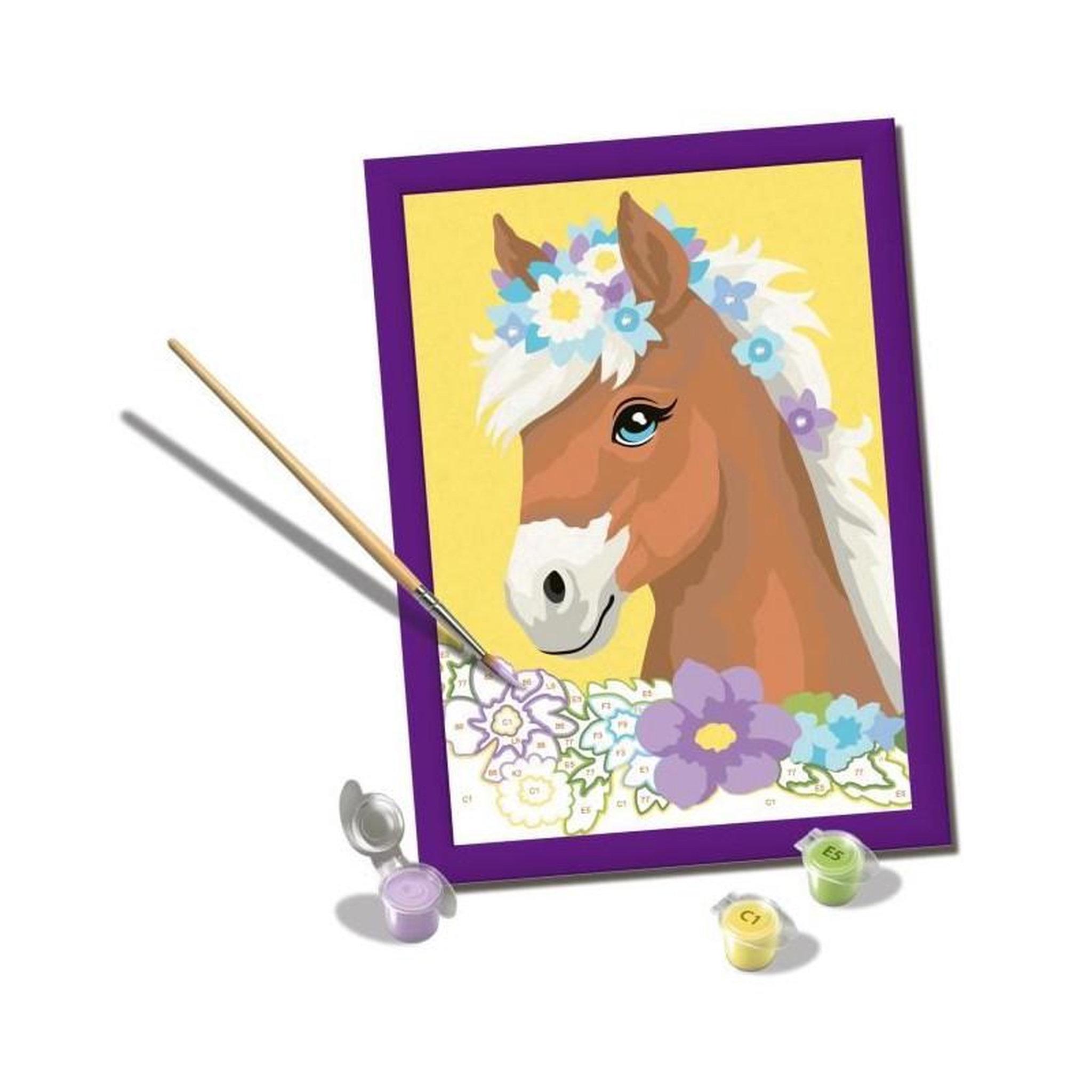 Voir la diapositive 2 : RAVENSBURGER CreArt Kids 18x24cm Cheval fleuri, Kit de peinture par numéros Numéro d'Art, Des 7 ans, 25906, Ravensburger