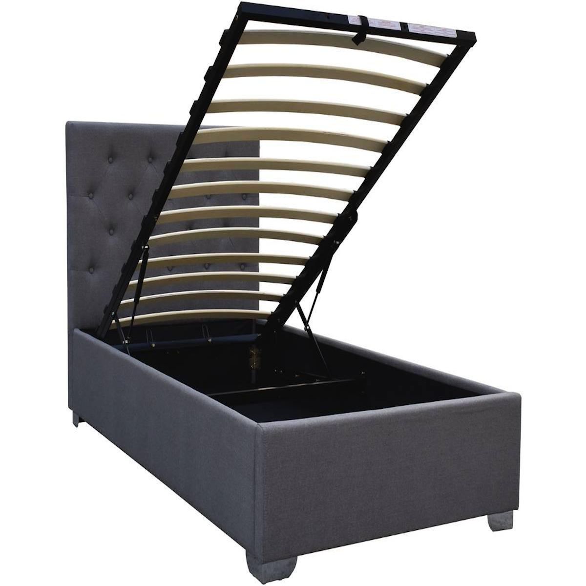 Habitat et Jardin Lit simple avec coffre  Tino  - 90 × 190 cm - Gris