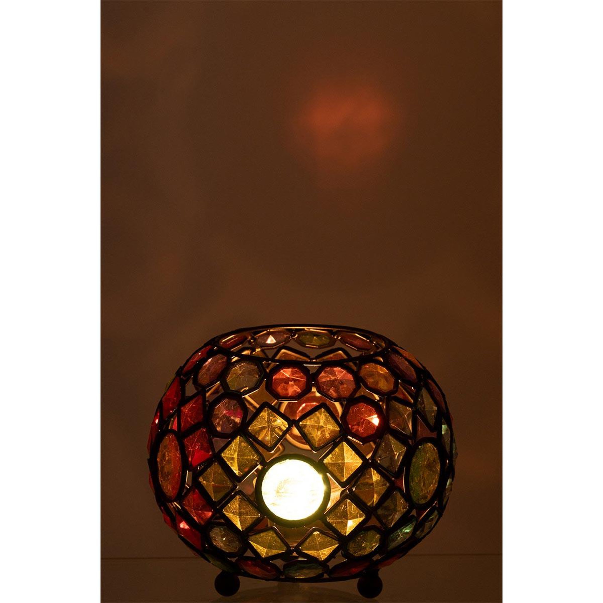 Voir la diapositive 3 : J-LINE Photophore en Métal  Festive  20cm Multicolore