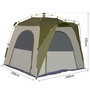 Voir la diapositive 3 : OUTSUNNY Tente de camping familiale 4 personnes montage instantanée pop-up 4 fenêtres pare-soleil dim. 2,4L x 2,4l x 1,95H m fibre verre polyester vert gris