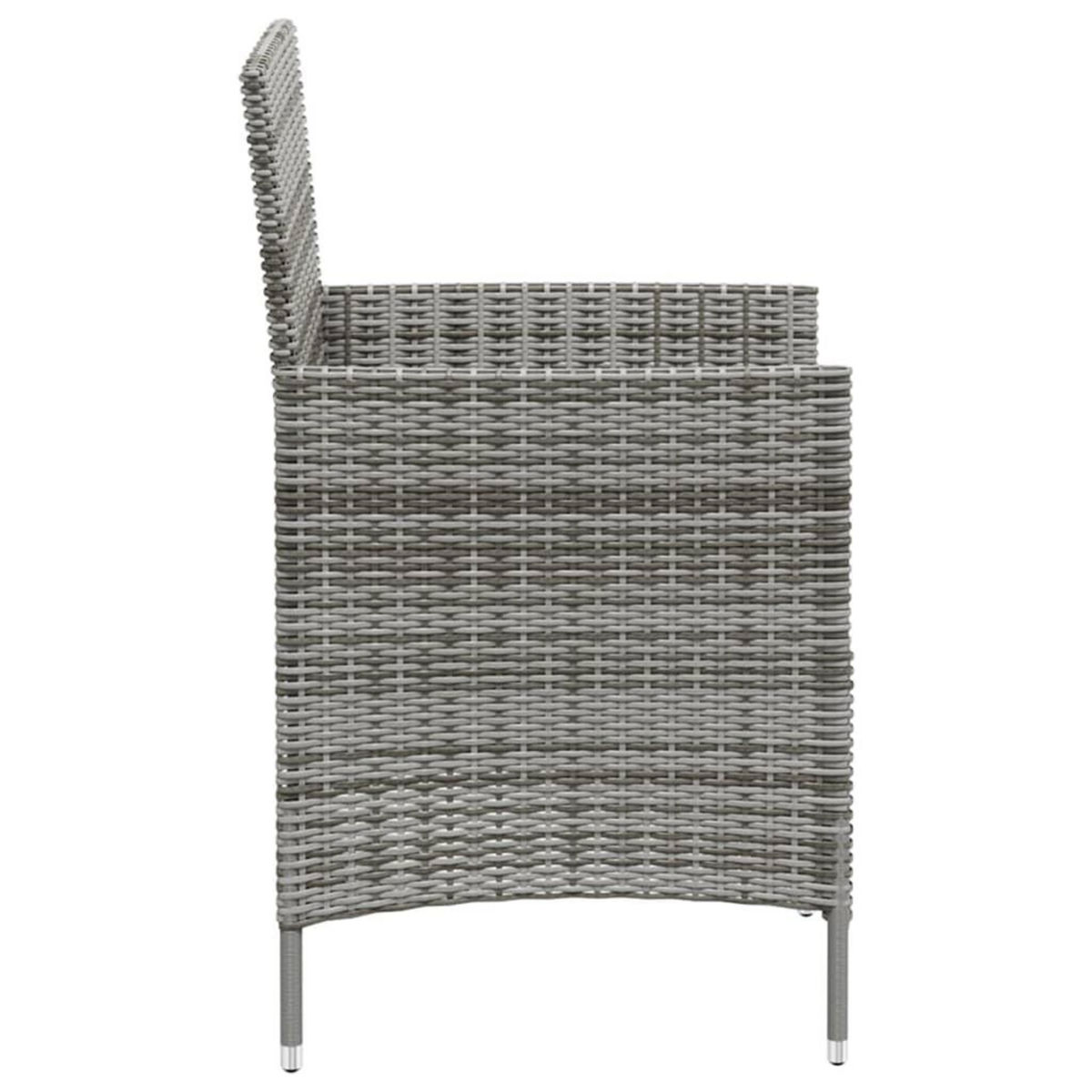 VIDAXL Ensemble a manger d'exterieur 3pcs coussins gris resine tressee