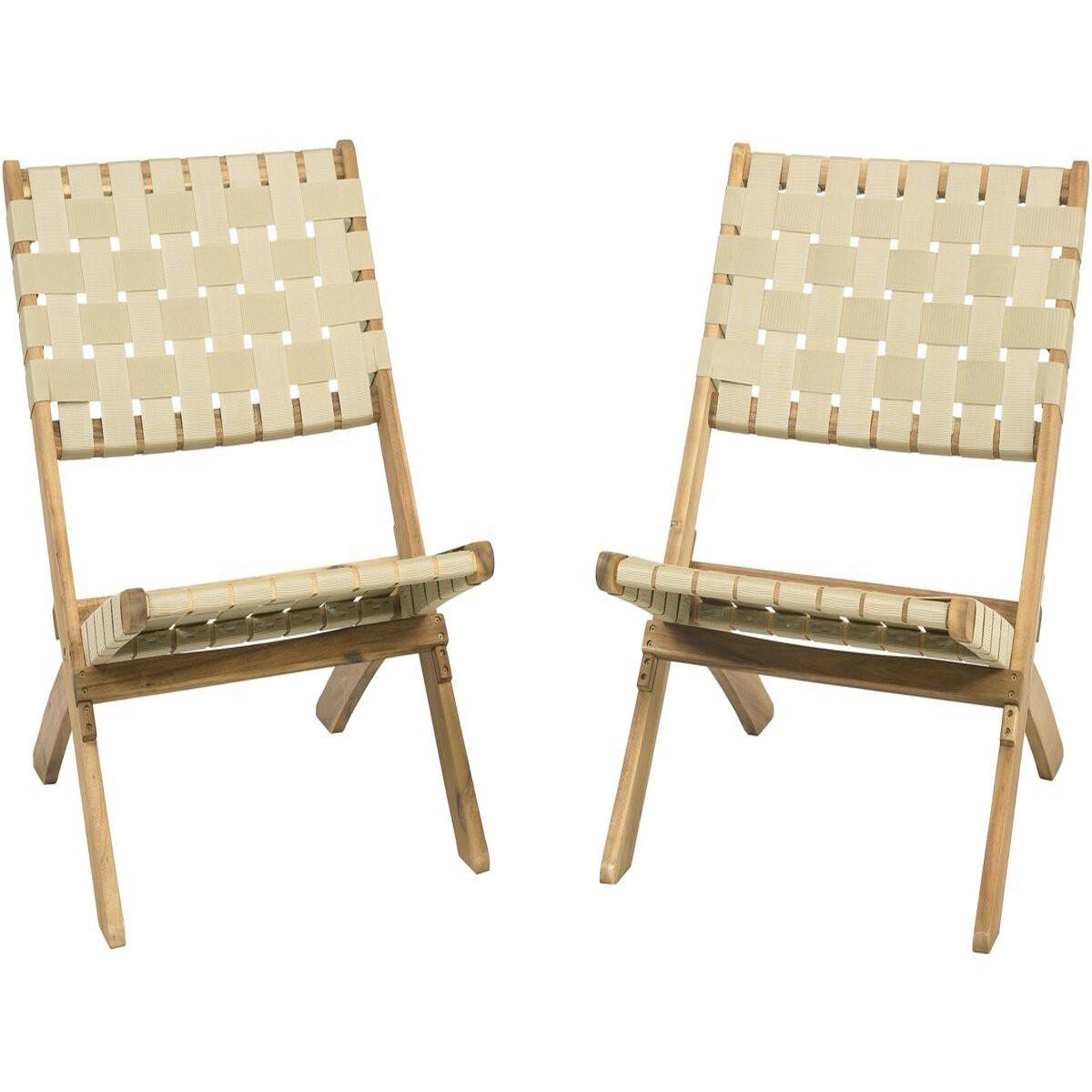 Voir la diapositive 4 : Habitat et Jardin Lot de 2 chaises de jardin en bois  hanoi  - beige