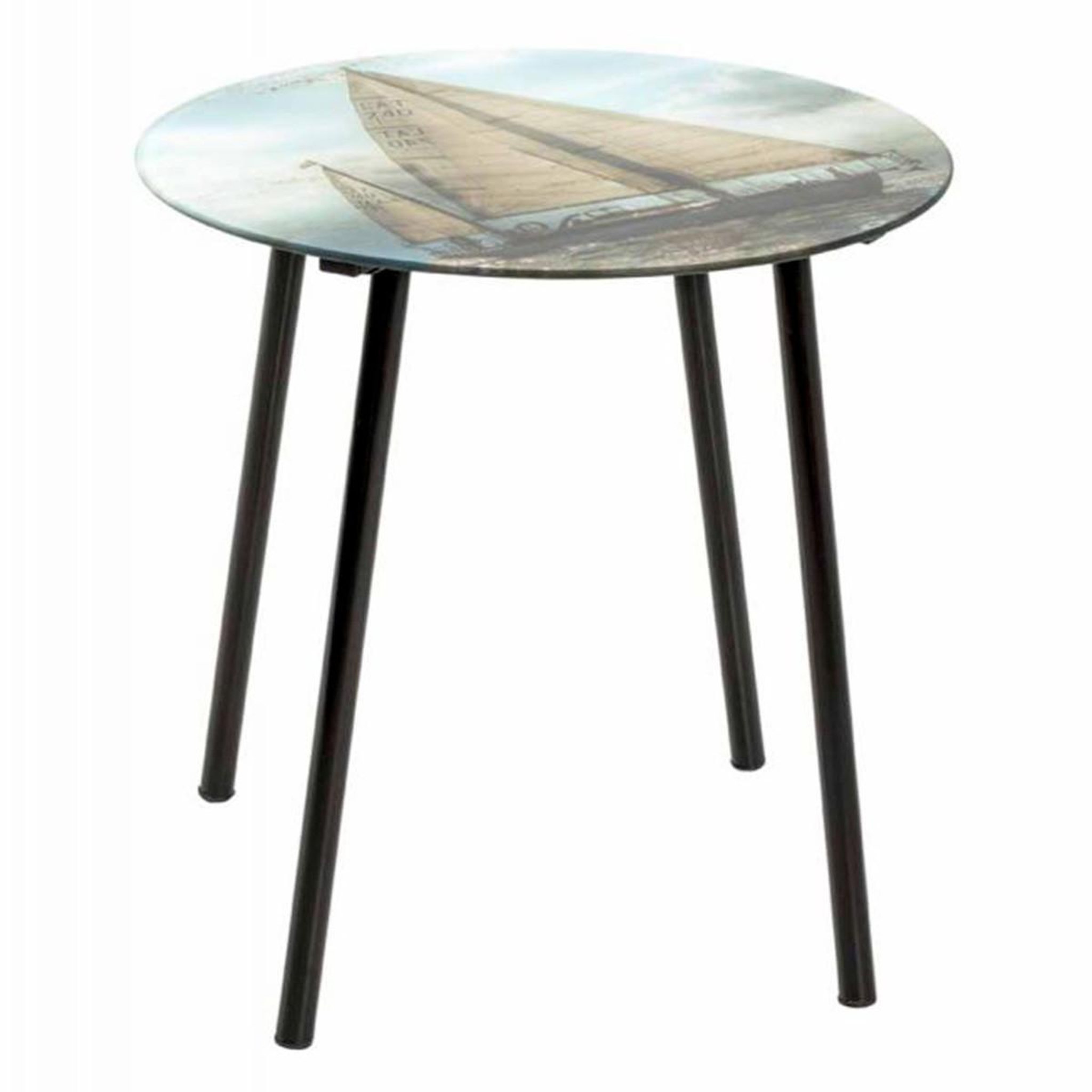 Paris Prix Table d'Appoint Design  Voilier  41cm Noir & Bleu