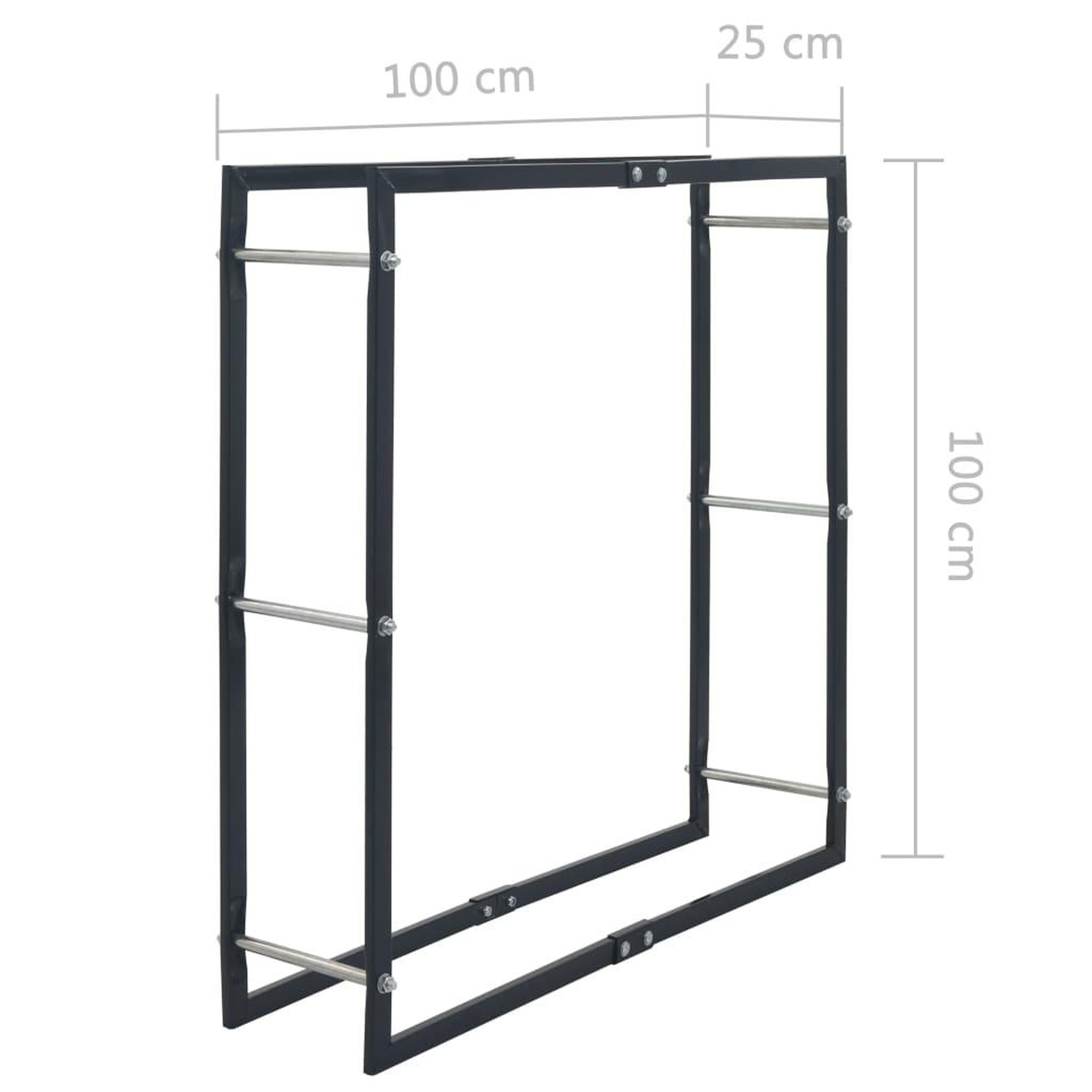 Voir la diapositive 6 : VIDAXL Portant de bois de chauffage Noir 100x25x100 cm Acier