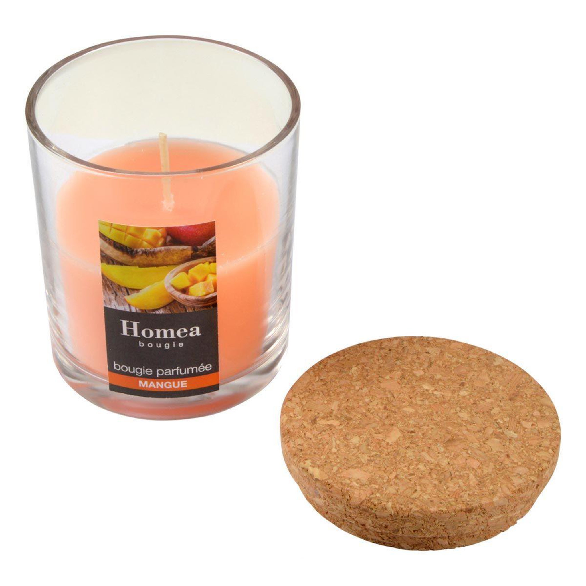Voir la diapositive 2 : HOMEA Bougie Verrine Parfumée  Essentiel  8cm Mangue