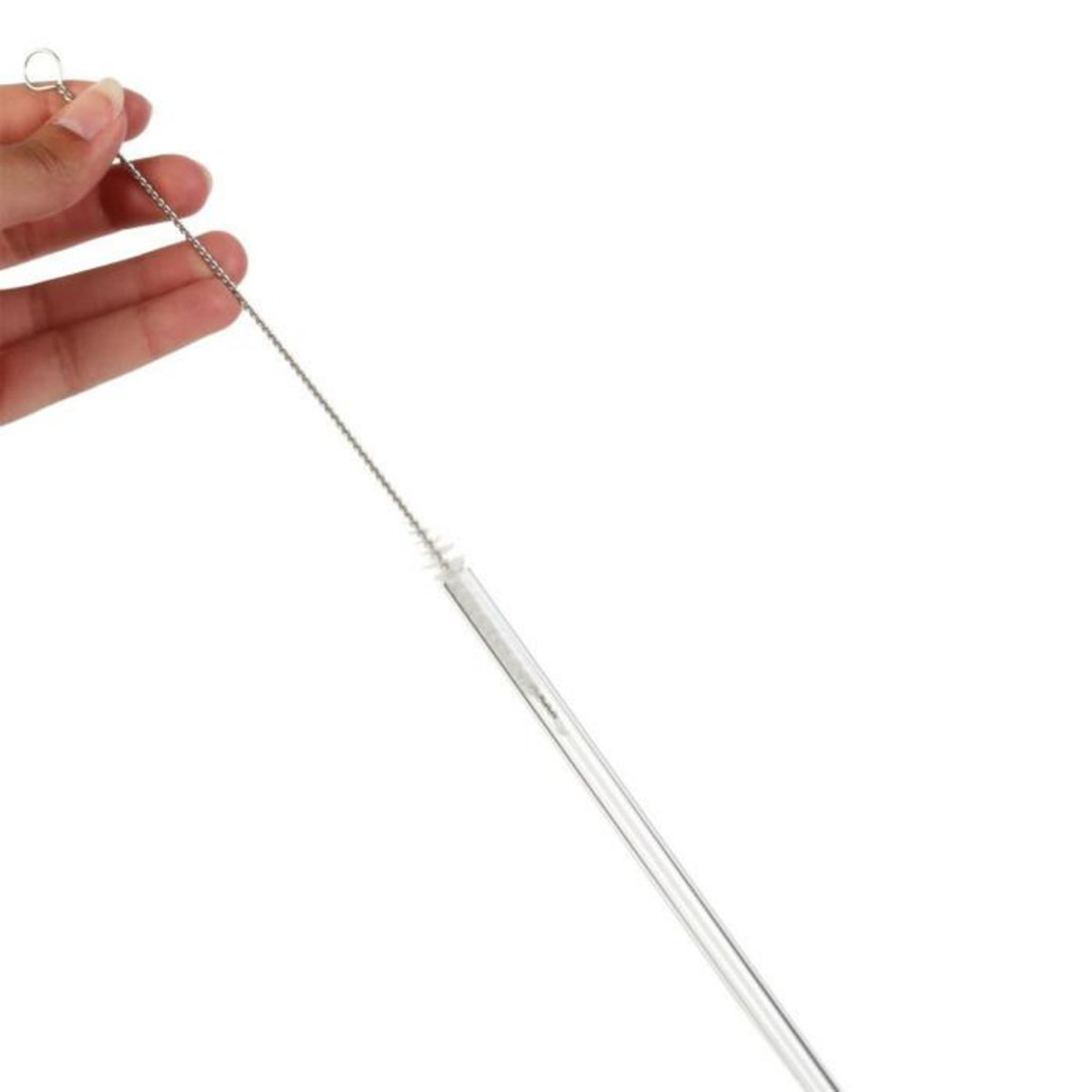 Paris Prix Lot de 4 Pailles en Verre & Goupilllon  Chic  20cm Transparent