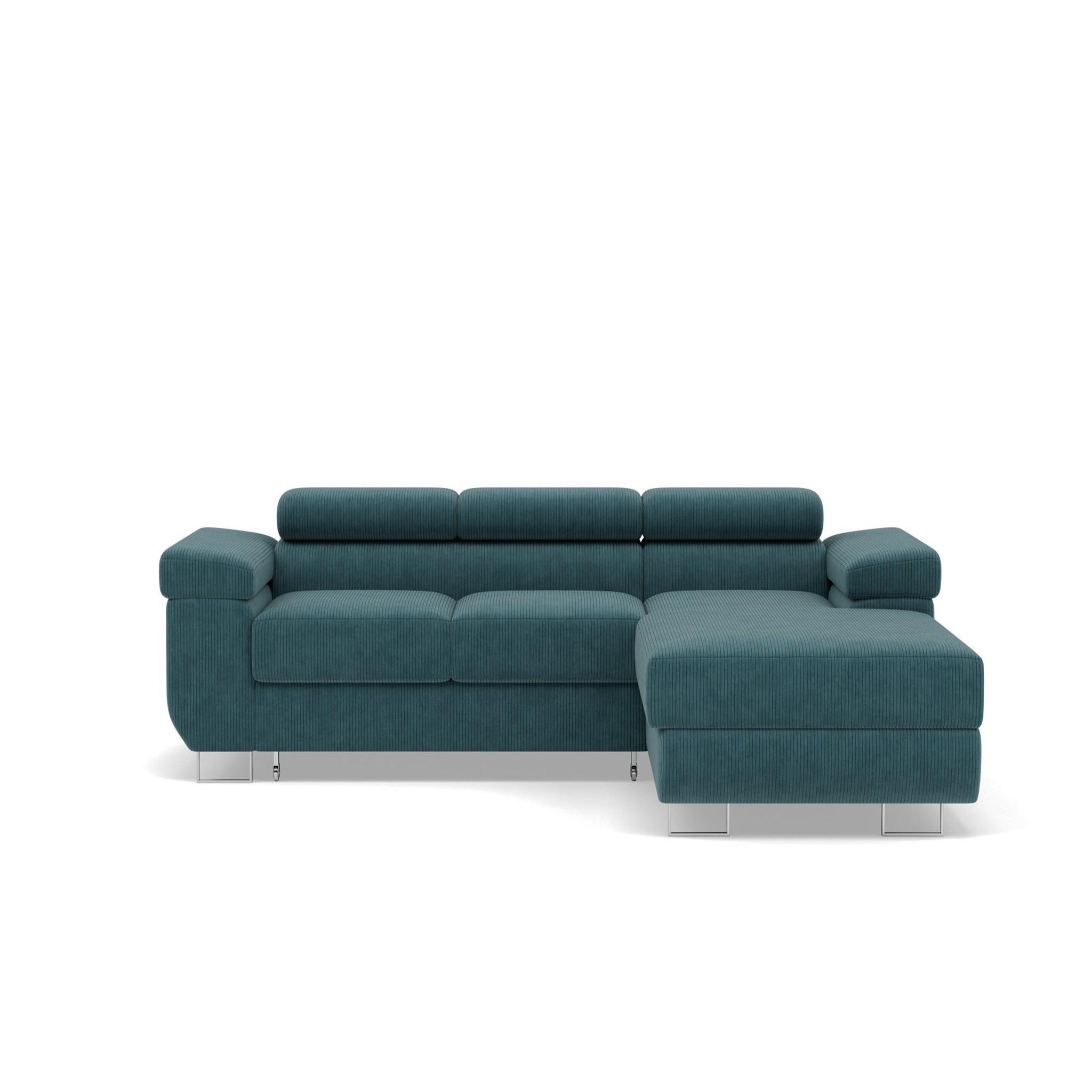 Voir la diapositive 1 : BEST MOBILIER Pablo - canapé d'angle droit - 6 places - convertible avec coffre et têtières réglables - en velours côtelé
