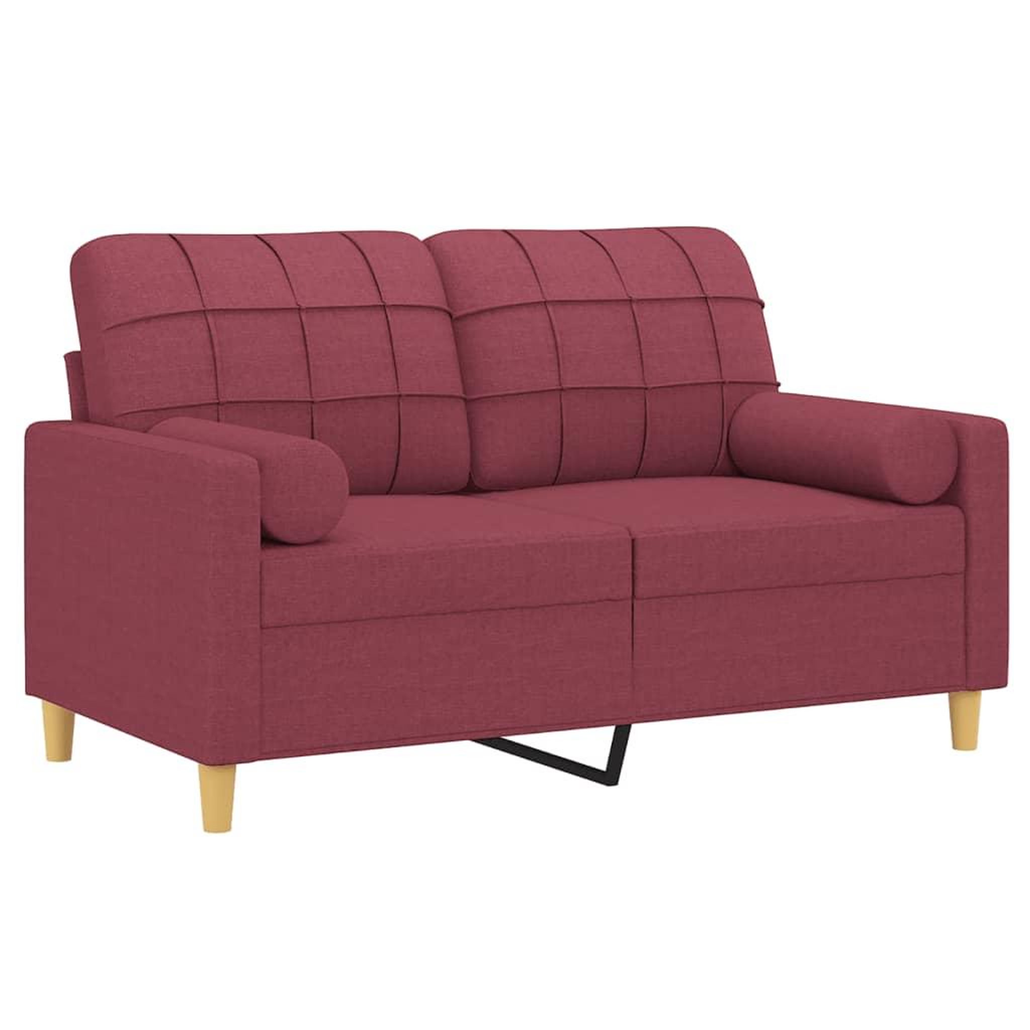 Voir la diapositive 3 : VIDAXL Canape 2 places avec oreillers bordeaux 120 cm tissu