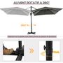 Voir la diapositive 4 : OUTSUNNY Parasol déporté carré inclinable manivelle avec pied en acier dim. 2,45L x 2,45l x 2,45H m métal alu. polyester haute densité gris