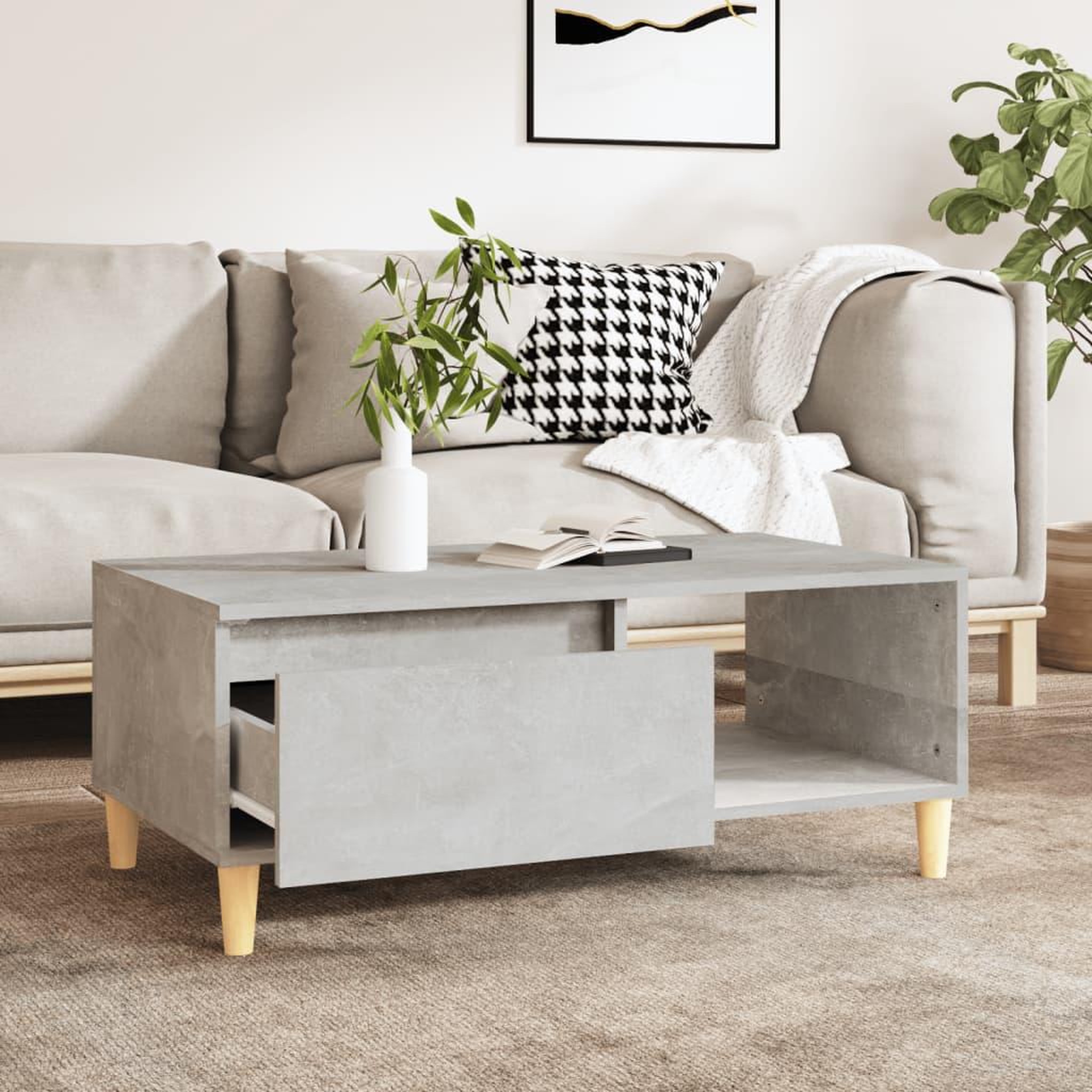 Voir la diapositive 3 : VIDAXL Table basse Gris beton 90x50x36,5 cm Bois d'ingenierie