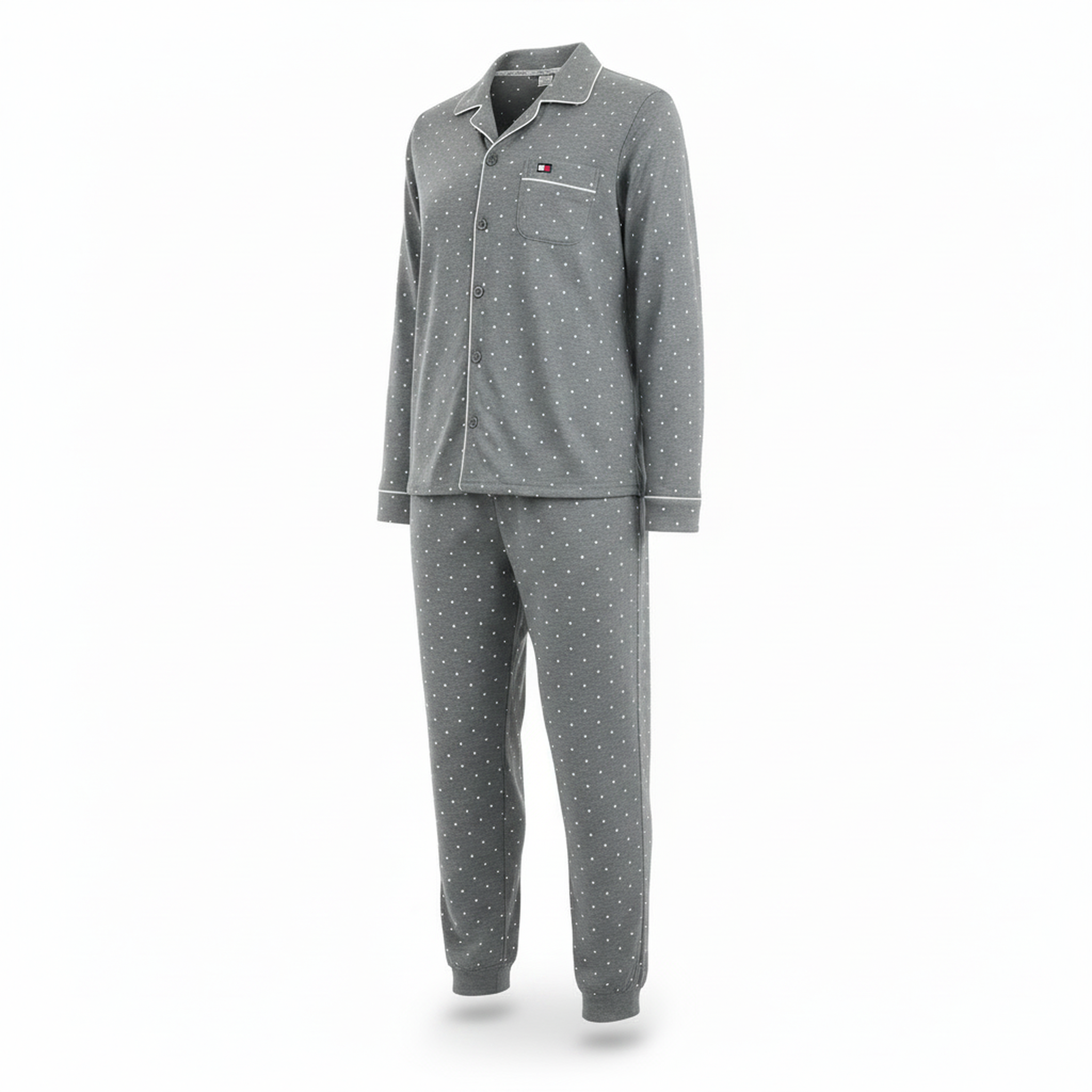 Voir la diapositive 1 : OZABI Ozabi ensemble pyjama homme doublé polaire boutonné petits pois