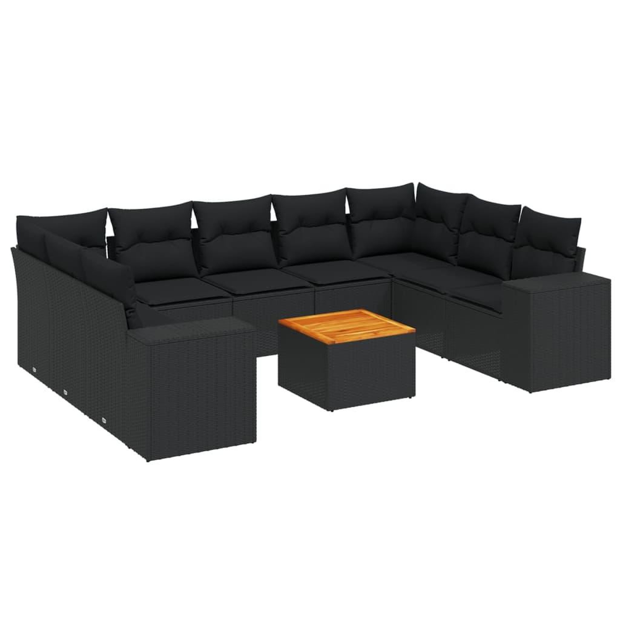 Voir la diapositive 2 : VIDAXL Salon de jardin 10 pcs avec coussins noir resine tressee