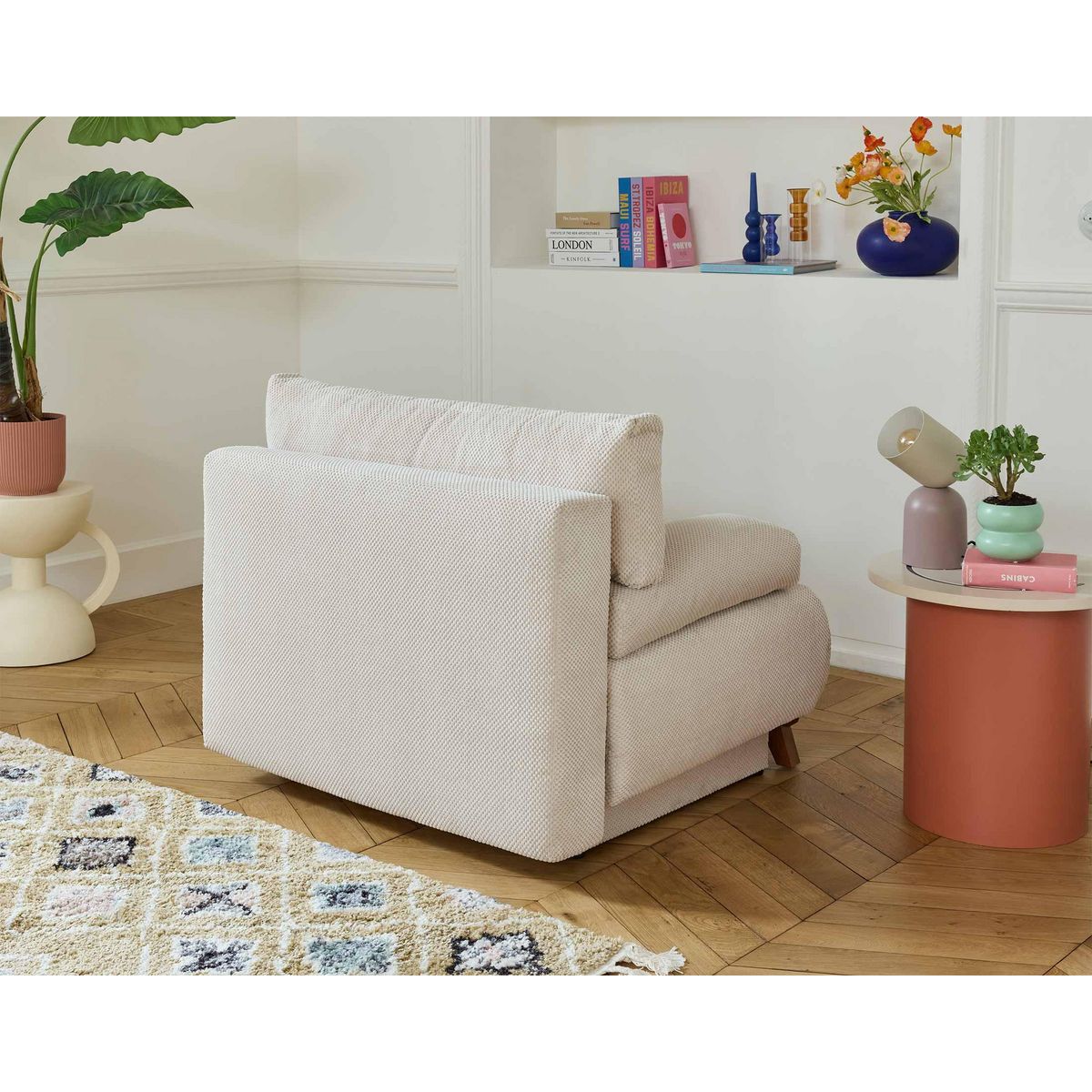 BEST MOBILIER Cristal - fauteuil - convertible avec coffre - en velours texturé