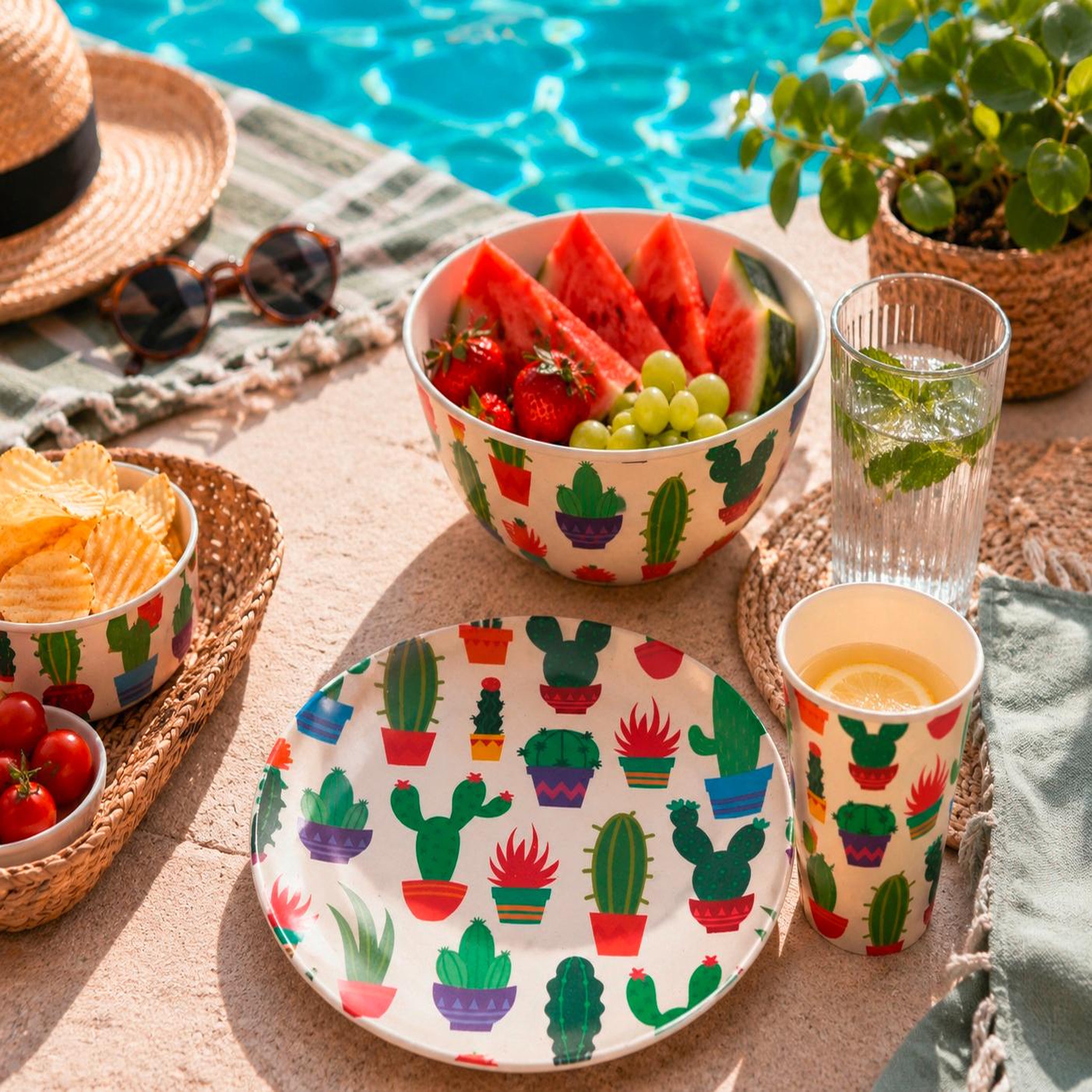 Voir la diapositive 2 : Eden Assiette décorée motif cactus– 20 cm
