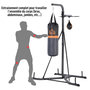 Voir la diapositive 4 : HOMCOM Portique sac de frappe plateforme station de boxe complète avec sac de frappe + poire de vitesse hauteur réglable 5 niveaux pompe à air fournie acier noir gris